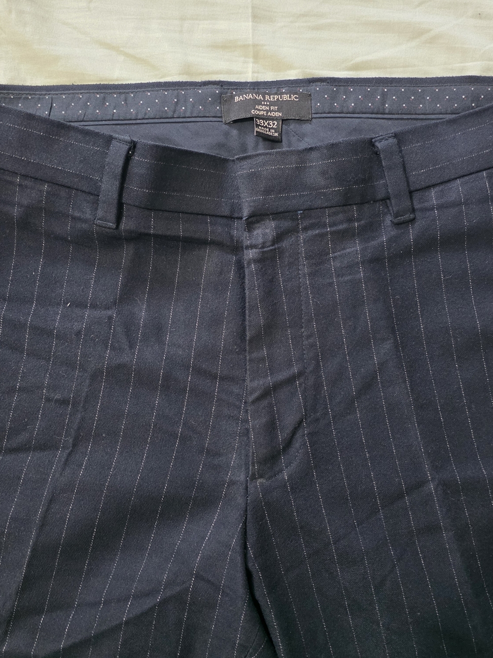 Banana Republic Men's Dark Navy Pinstripe Flat Front Shorts